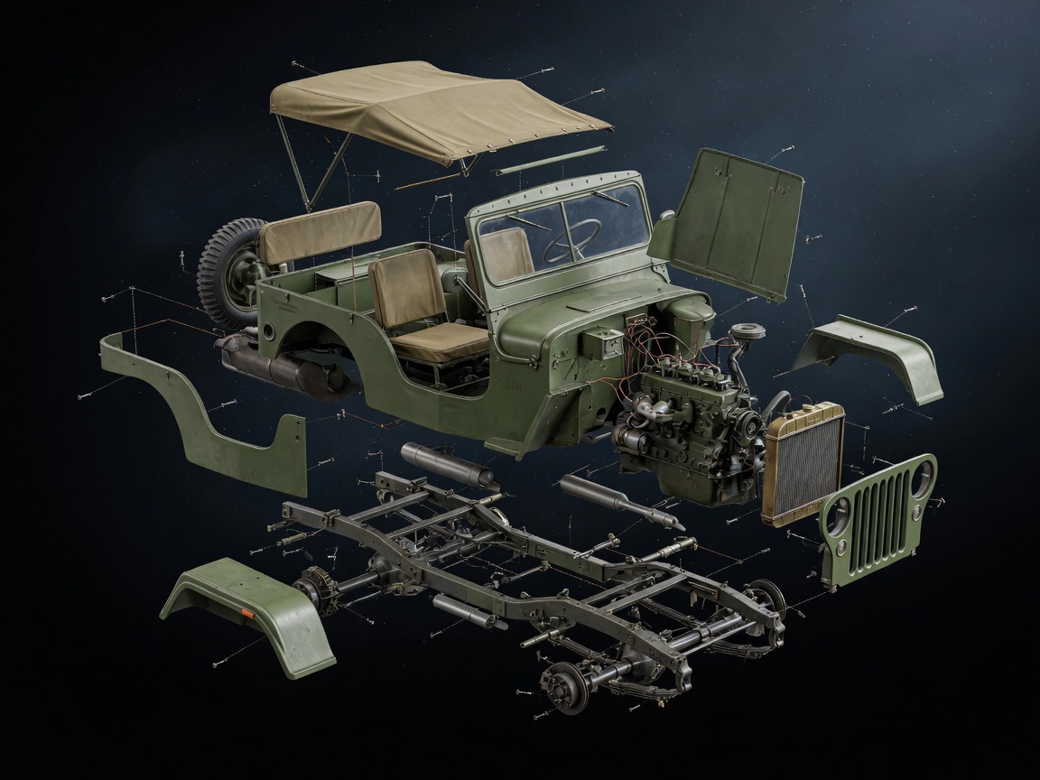 Mahindra CJ340 exploded mechanical diagram
