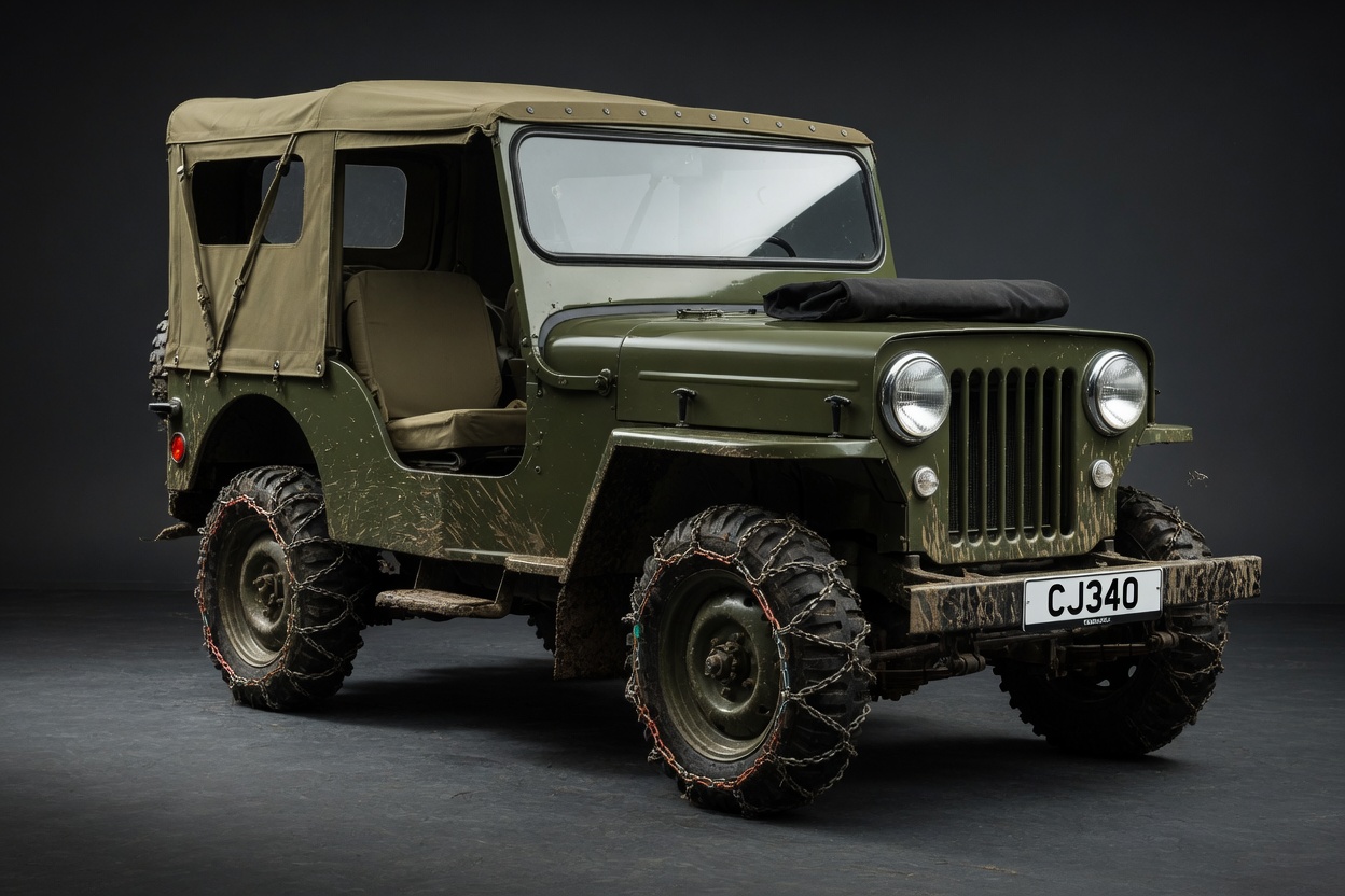 CJ340 Factory Olive — stock olive drab with khaki soft top